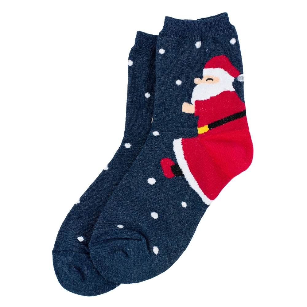 Ladies Santa Heel Socks – Navy Blue