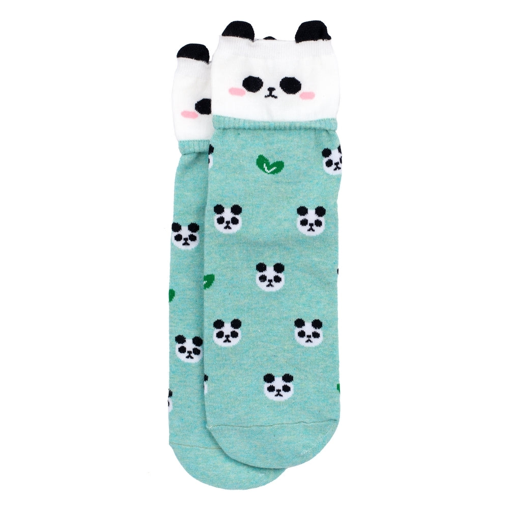 Ladies Happy Panda Mint Green Socks