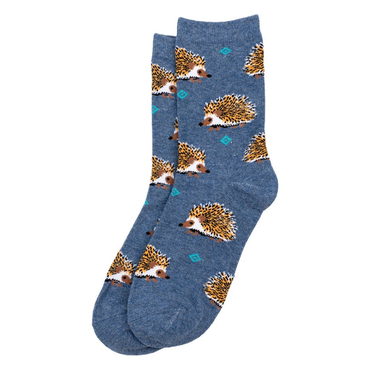 Ladies Hedgehog Friends Blue Socks