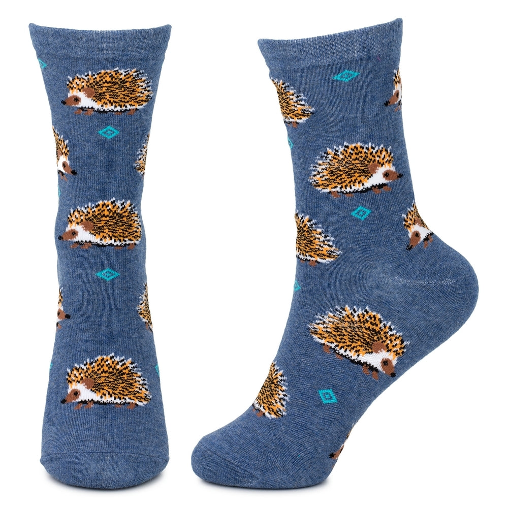 Ladies Hedgehog Friends Blue Socks