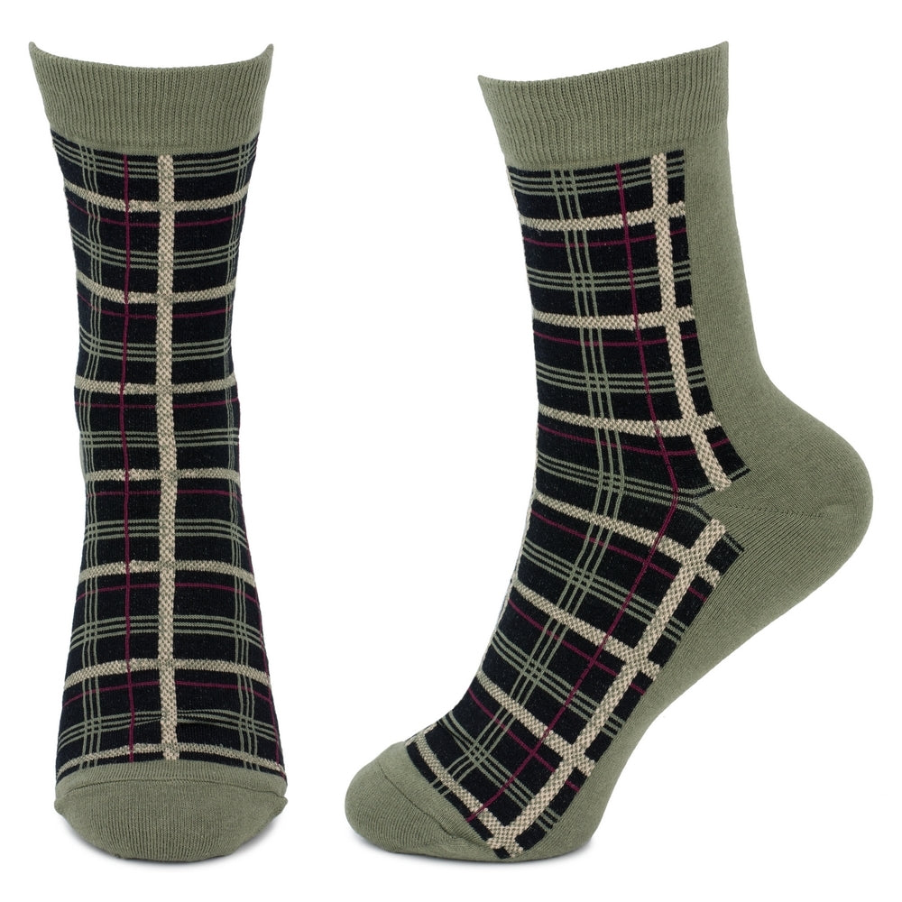 Ladies Winter Tartan Green Check Socks