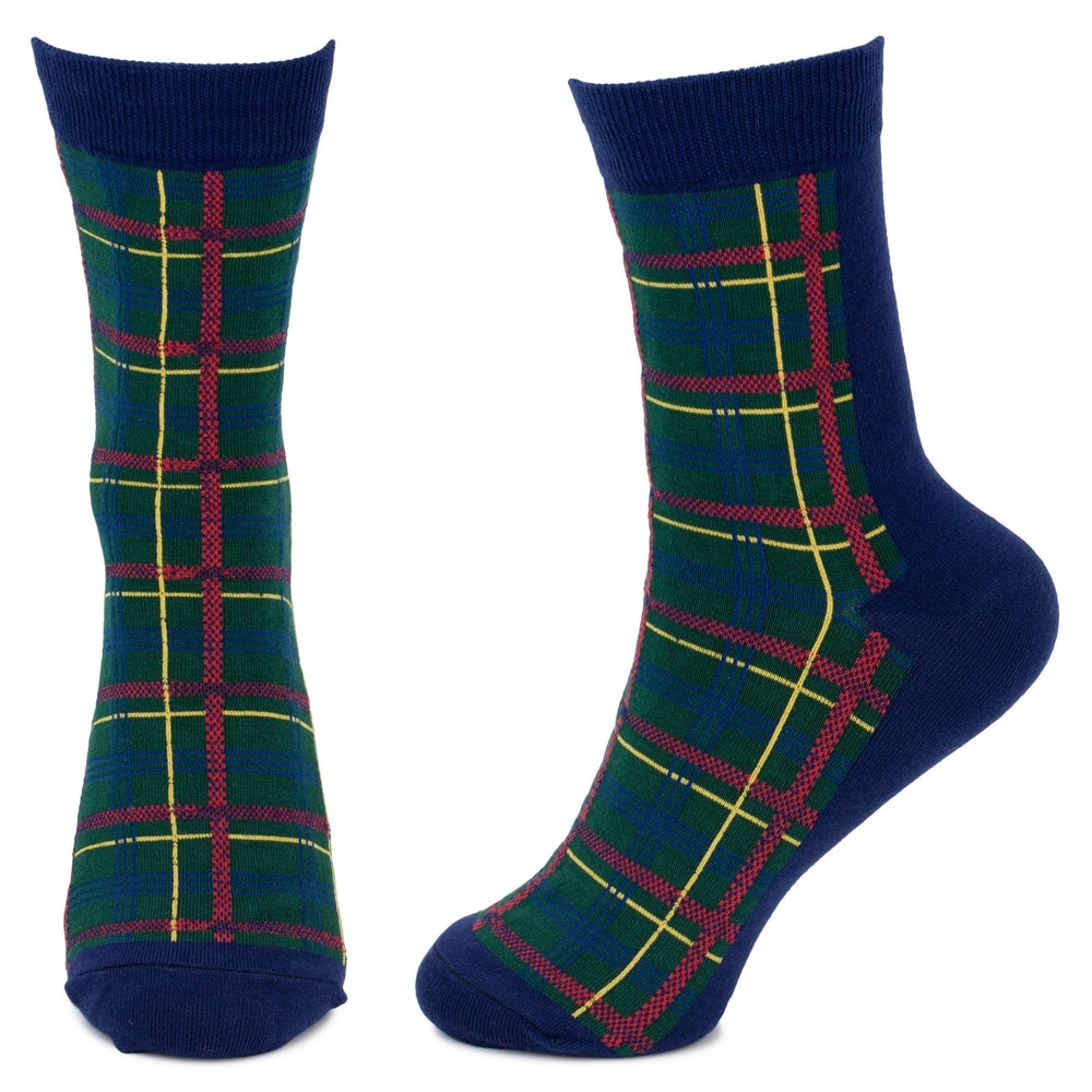 Ladies Winter Tartan Navy Check Socks