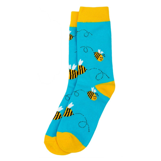 Ladies Cute Bee Blue Socks