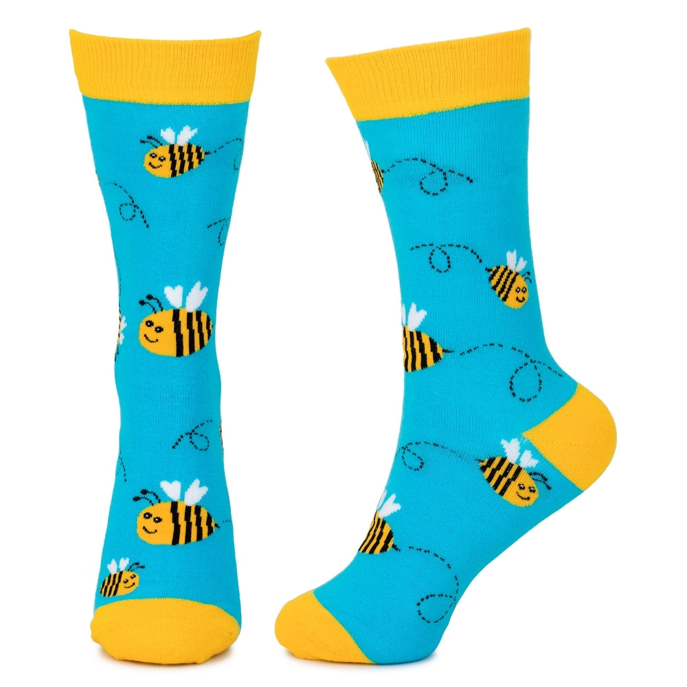 Ladies Cute Bee Blue Socks