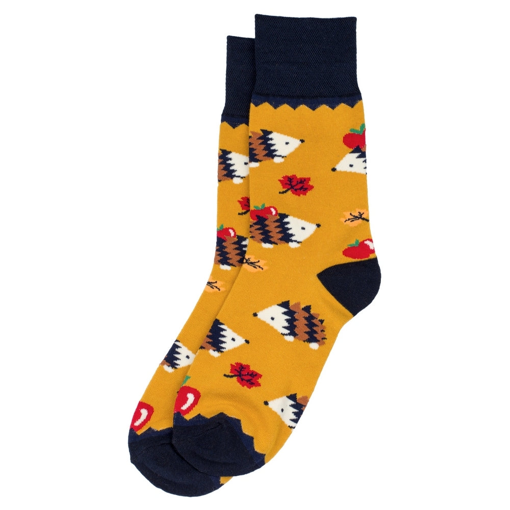 Ladies Apple Hedgehog Yellow Socks