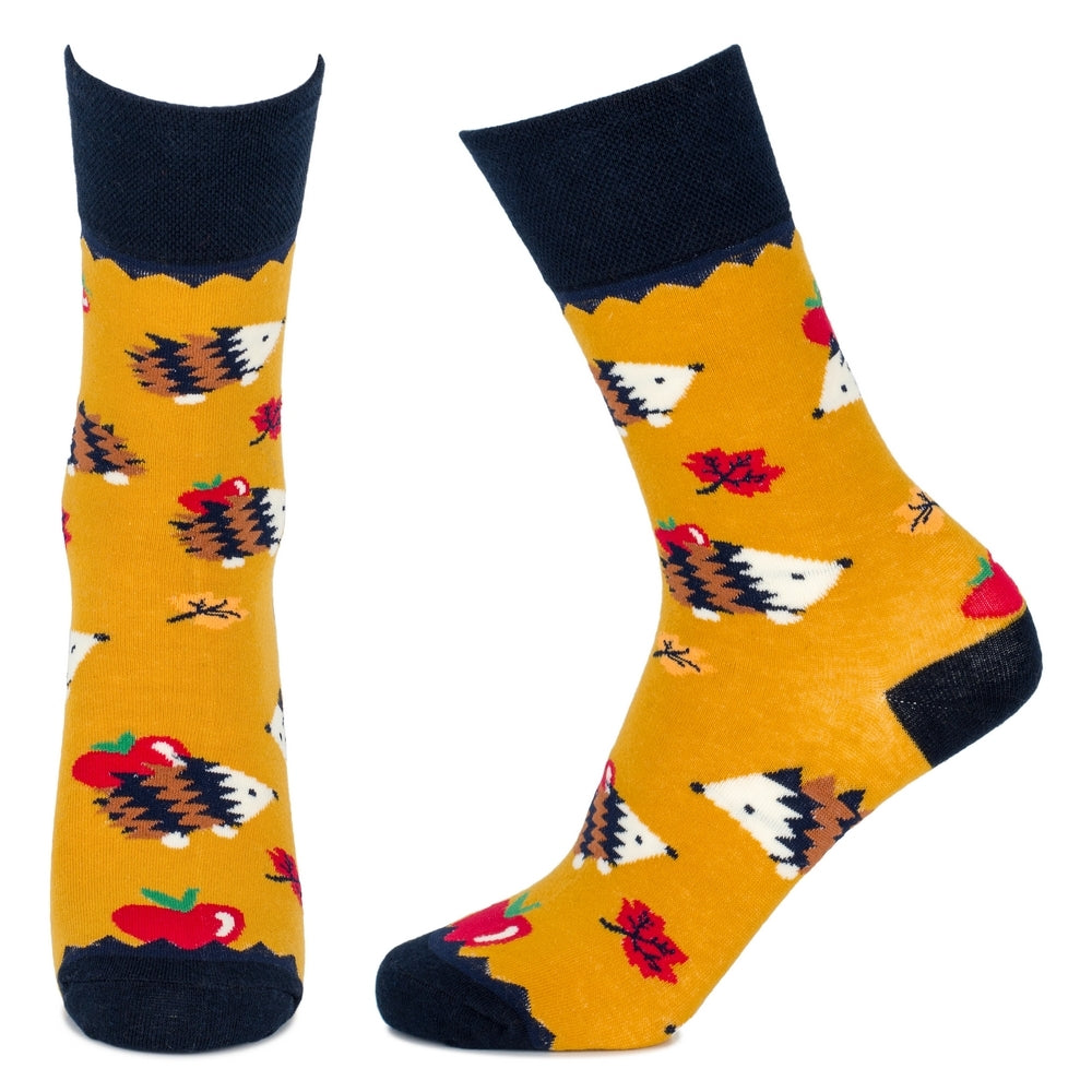 Ladies Apple Hedgehog Yellow Socks