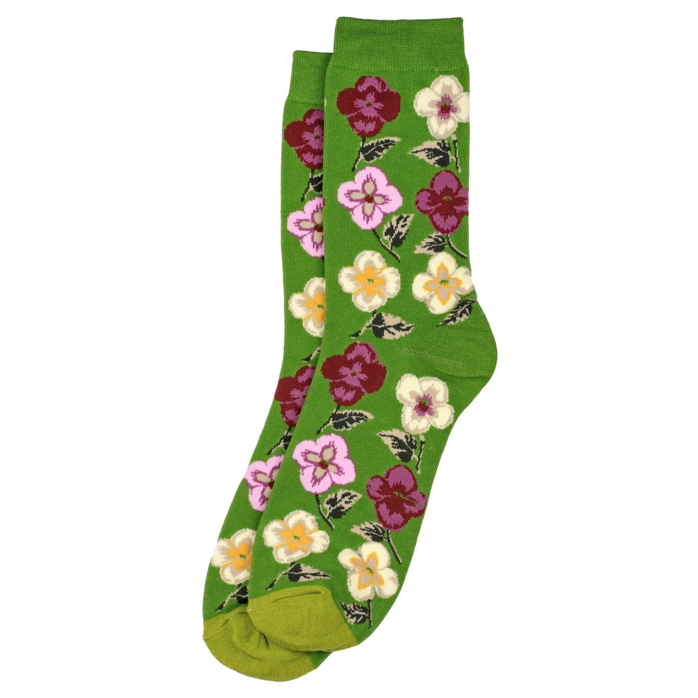 Ladies Climbing Flower Green Socks