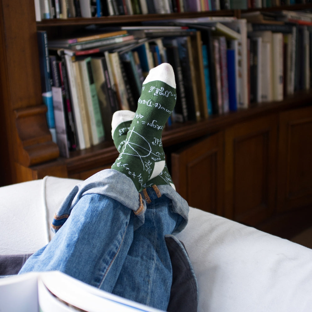 Ladies Blackboard Mathematics Green Socks