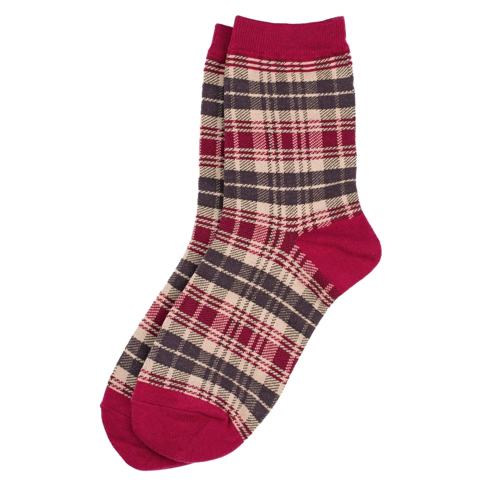 Ladies Tartan Mix Red Socks