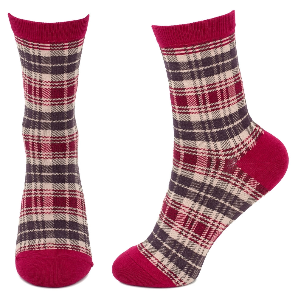 Ladies Tartan Mix Red Socks