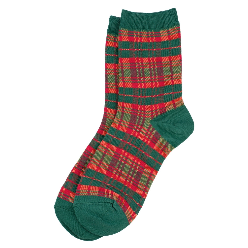 Ladies Tartan Mix Green Socks