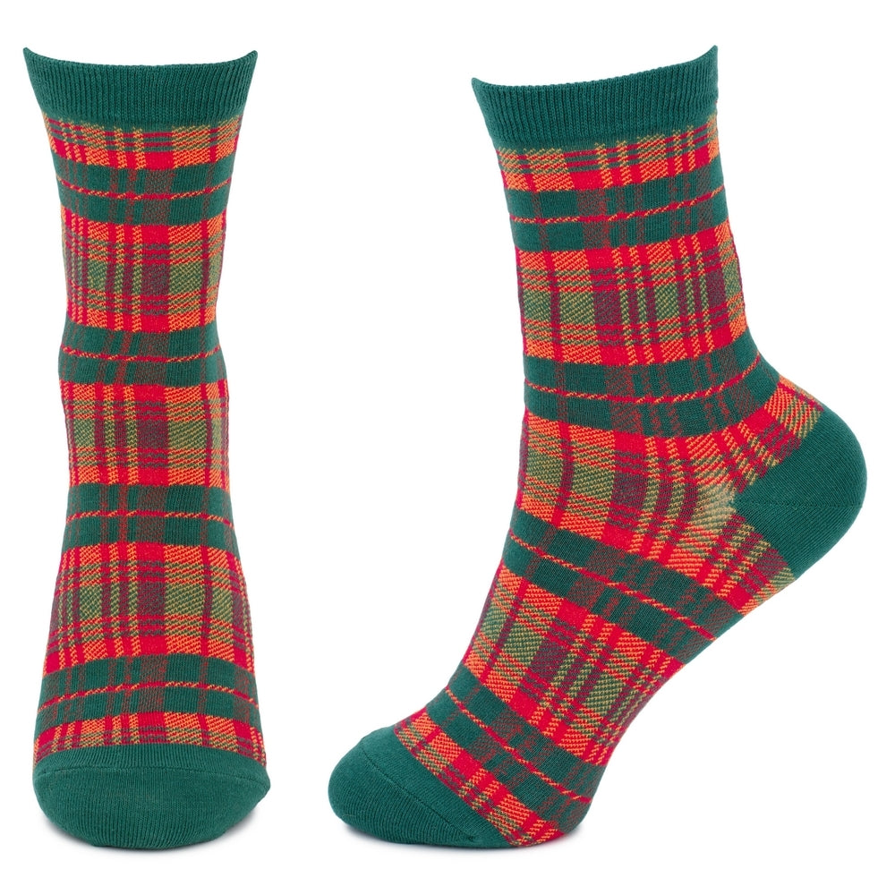 Ladies Tartan Mix Green Socks