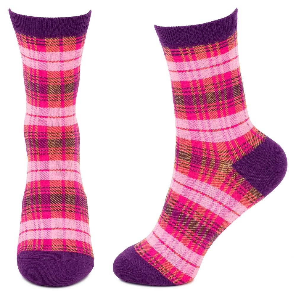 Ladies Tartan Mix Pink Socks