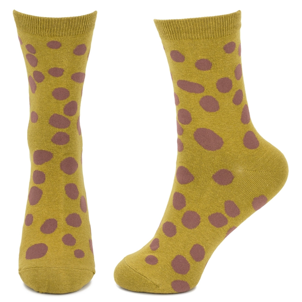 Ladies Dalmatian Spot Khaki Green Socks