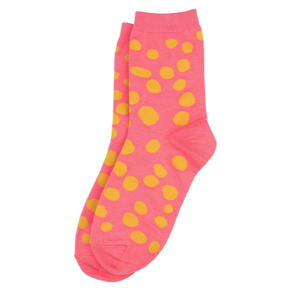 Ladies Dalmatian Spot Coral Pink Socks