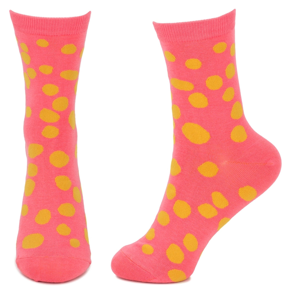 Ladies Dalmatian Spot Coral Pink Socks