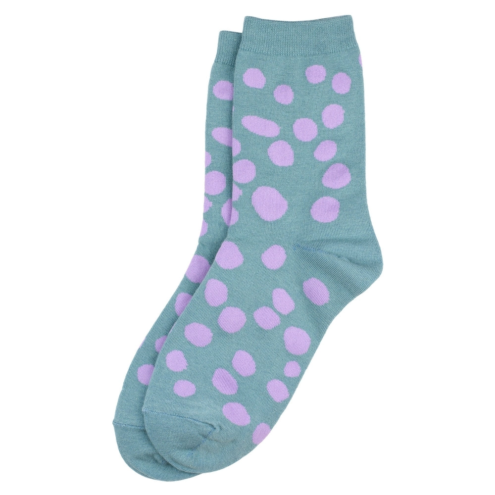 Ladies Dalmatian Spot Aqua Blue Socks