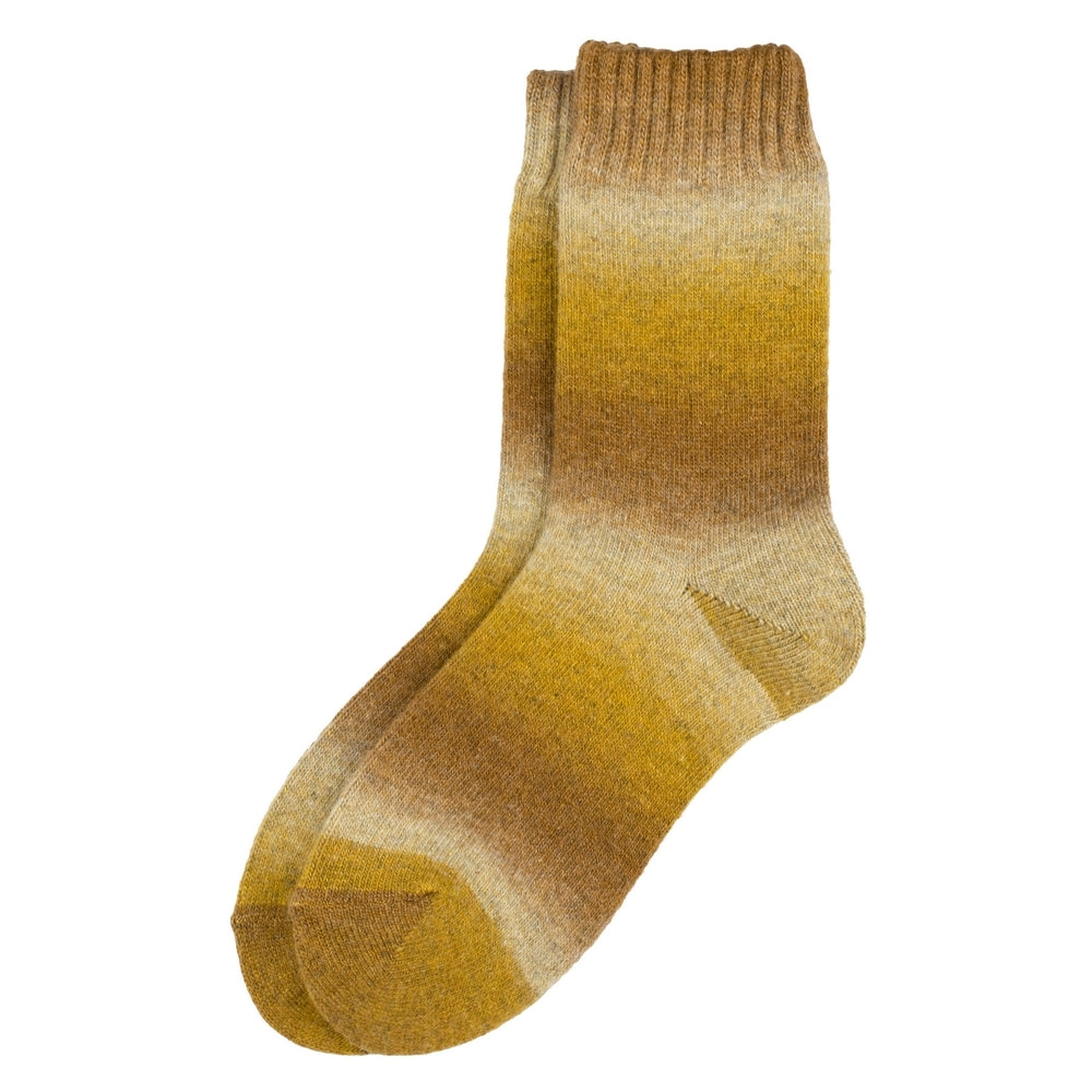 Ladies Knit Graduated Ochre Yellow Socks