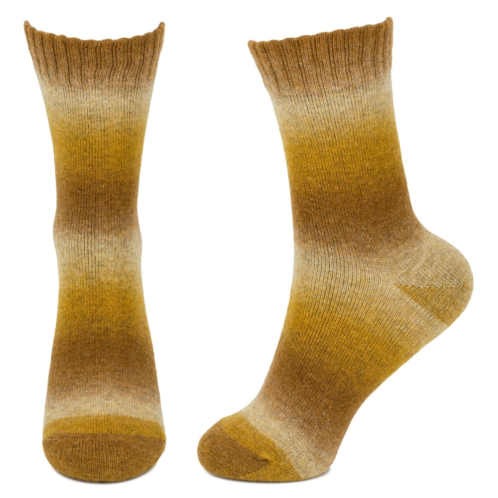 Ladies Knit Graduated Ochre Yellow Socks