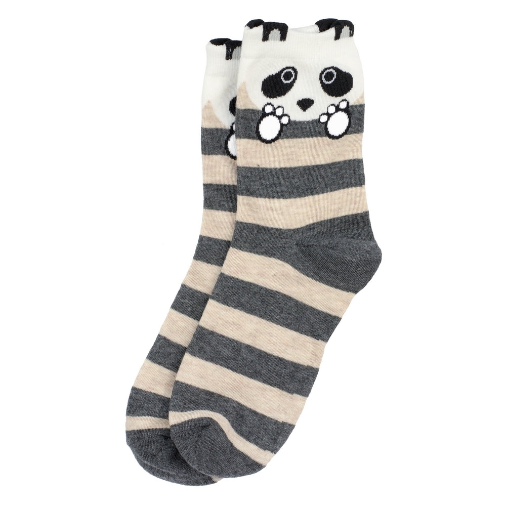 Ladies panda stripe grey socks made of Cotton & Nylon