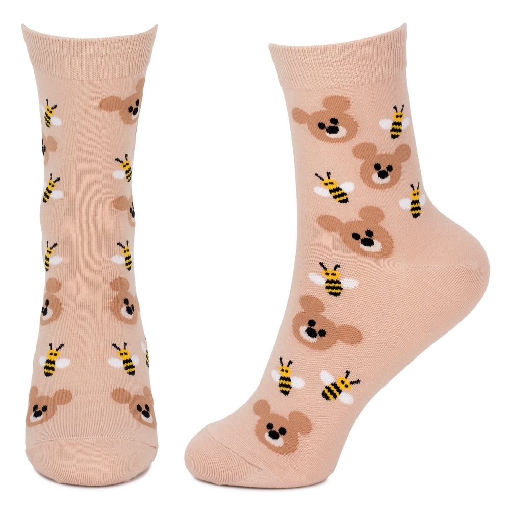 Ladies Bear & Bees Brown Socks