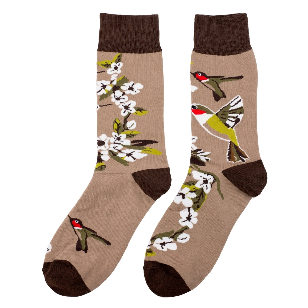 Gents Blossom Hummingbird Taupe Socks