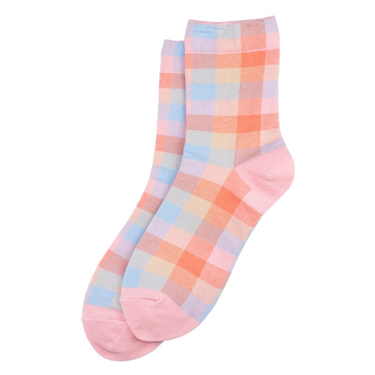 Ladies Spring Checkers Pink Socks