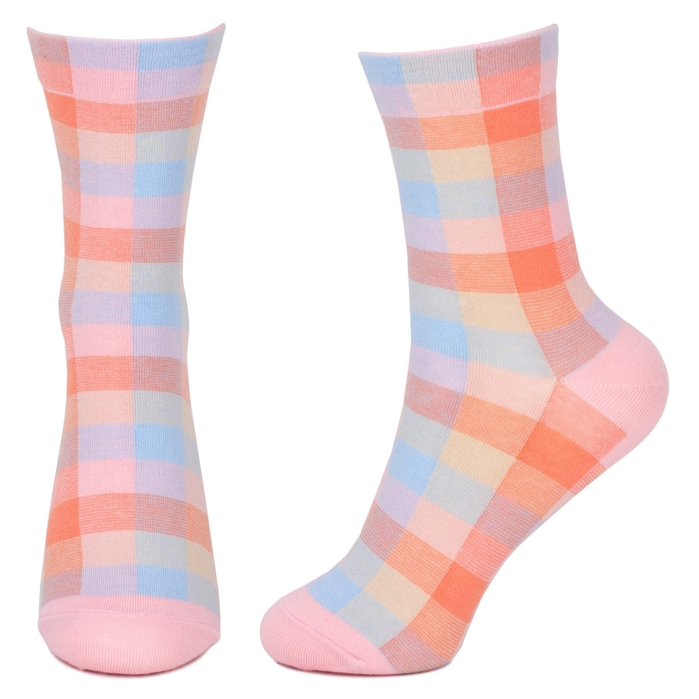 Ladies Spring Checkers Pink Socks