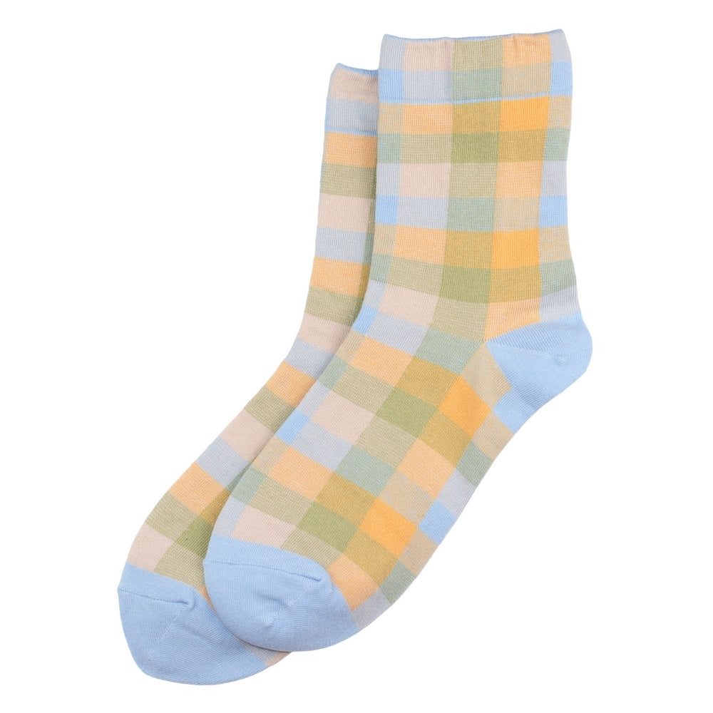 Ladies Spring Checkers Blue Socks