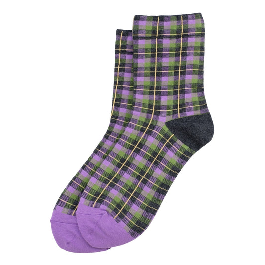 Ladies Tartan Checkers Purple Socks