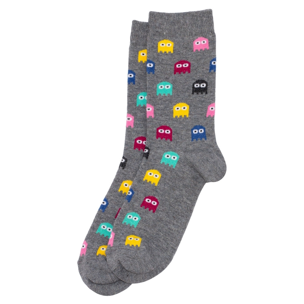 Ladies Retro Arcade Ghost Grey Socks