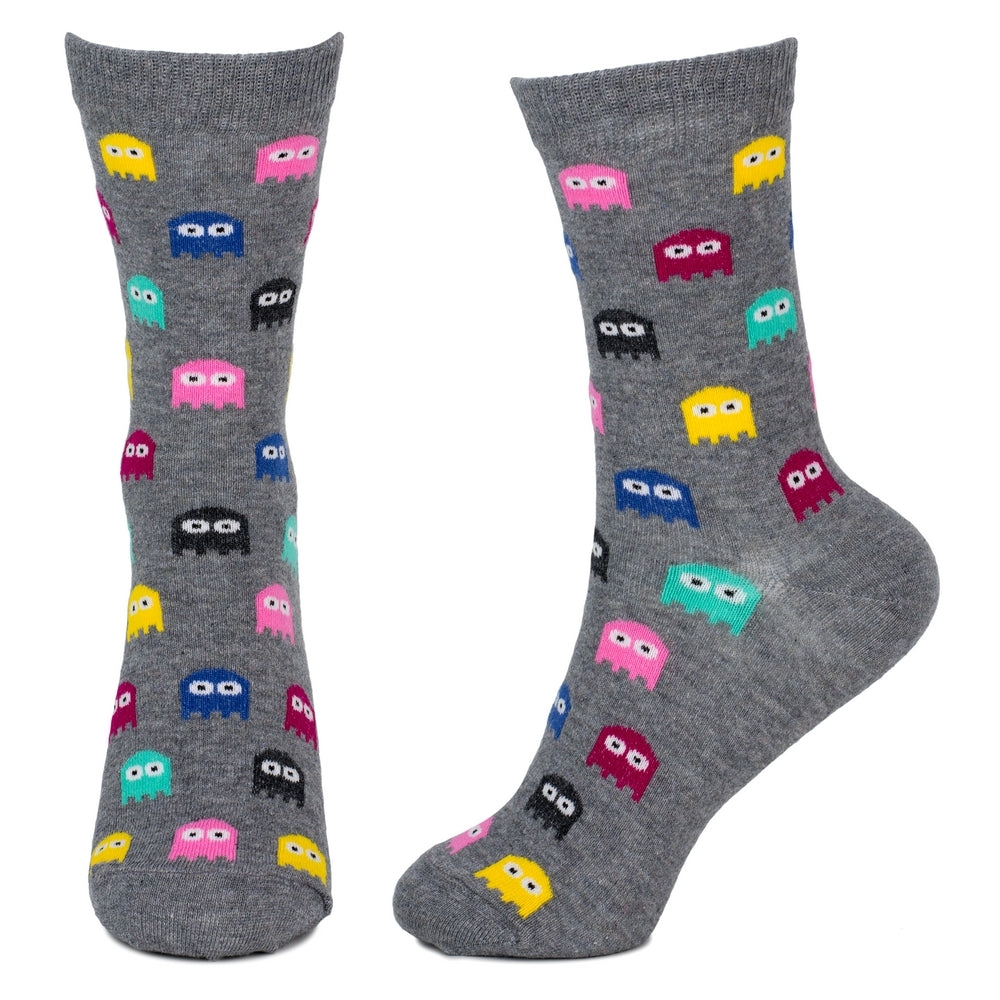 Ladies Retro Arcade Ghost Grey Socks