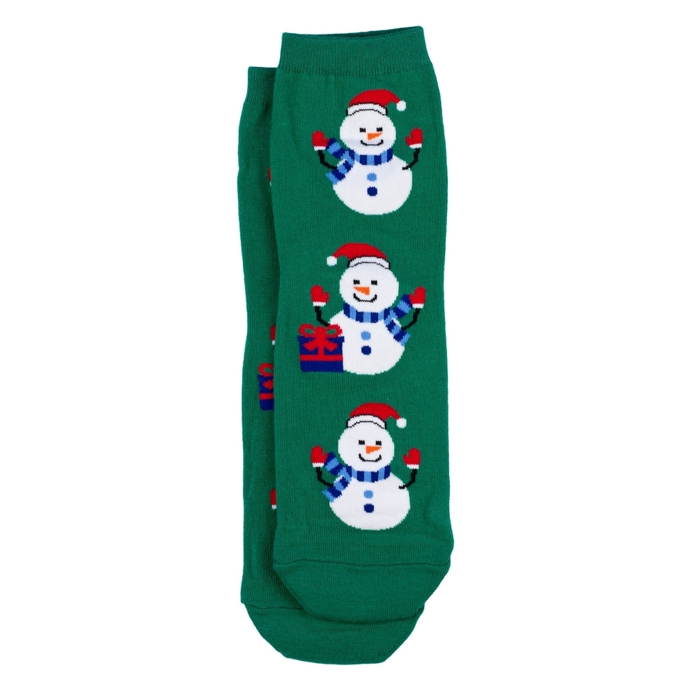 Ladies Jolly Snowman Trio Socks – Green