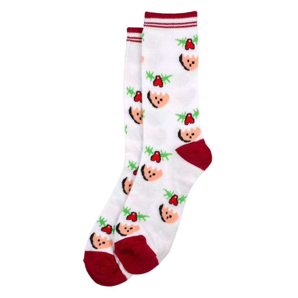 Ladies Perky Pudding Christmas Socks – Off White