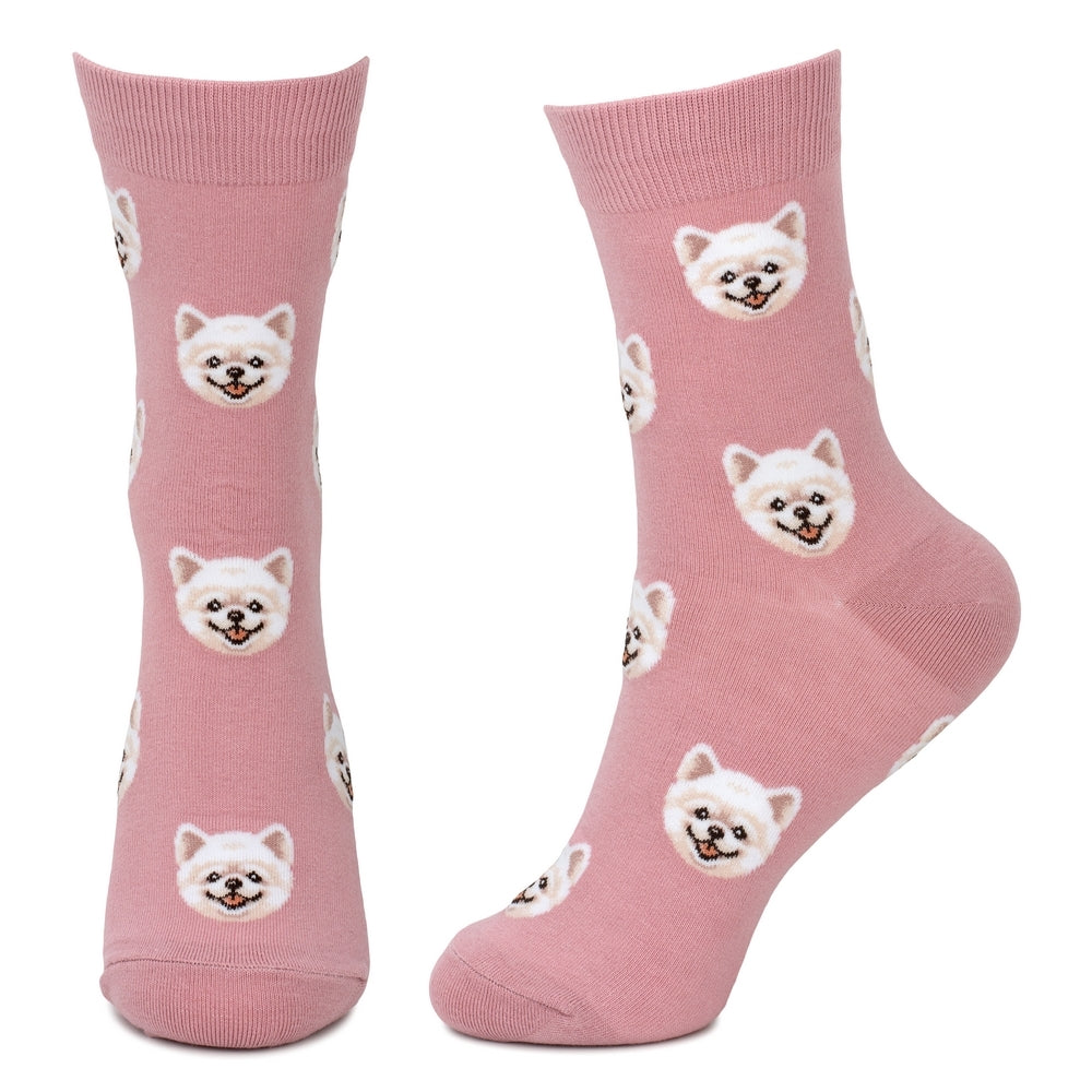 Ladies Pom Dog Pomeranian Spitz Pink Socks