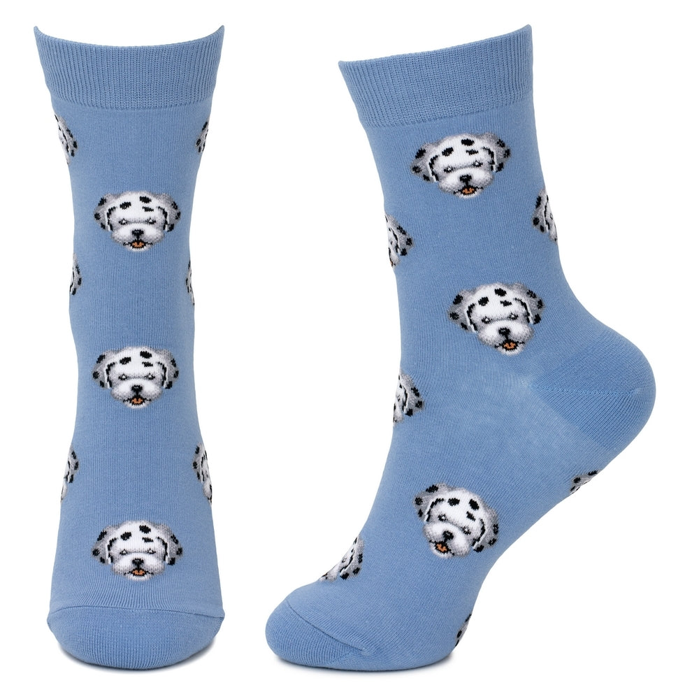 Ladies Dalmatian Dog Blue Socks