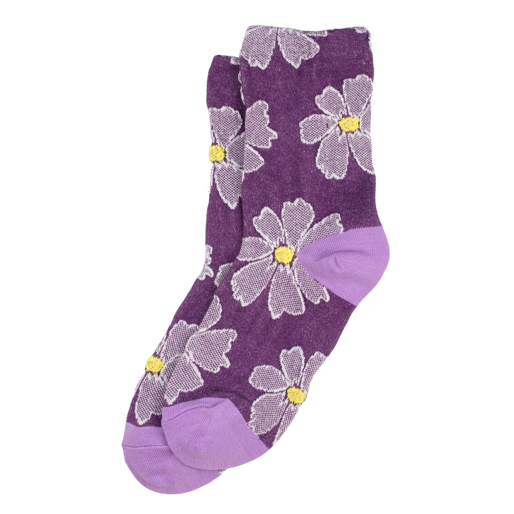 Ladies Big Bloom Purple Socks