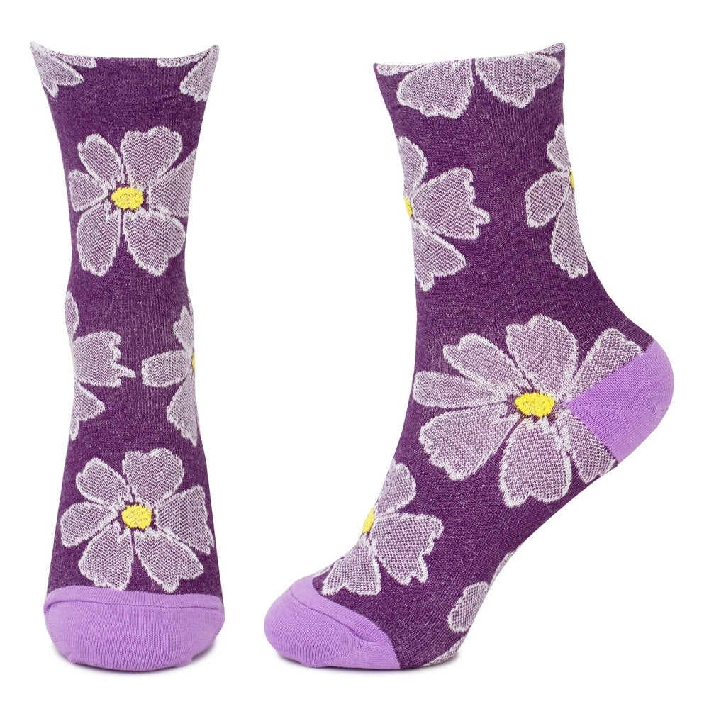 Ladies Big Bloom Purple Socks