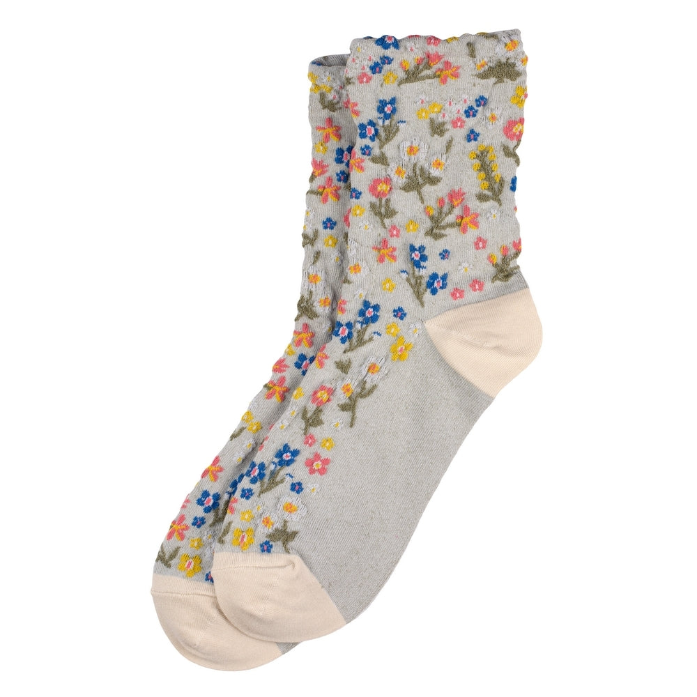 Ladies Flower Garden Grey Socks