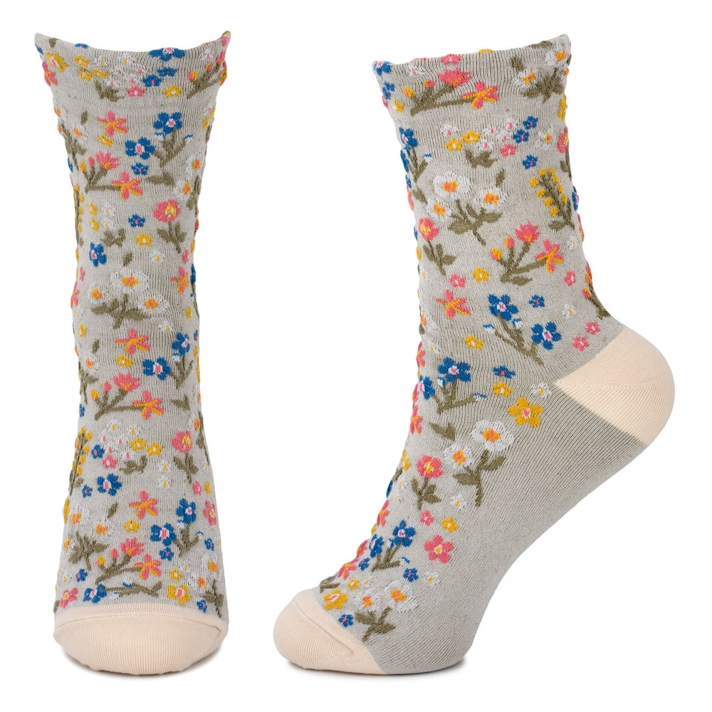 Ladies Flower Garden Grey Socks