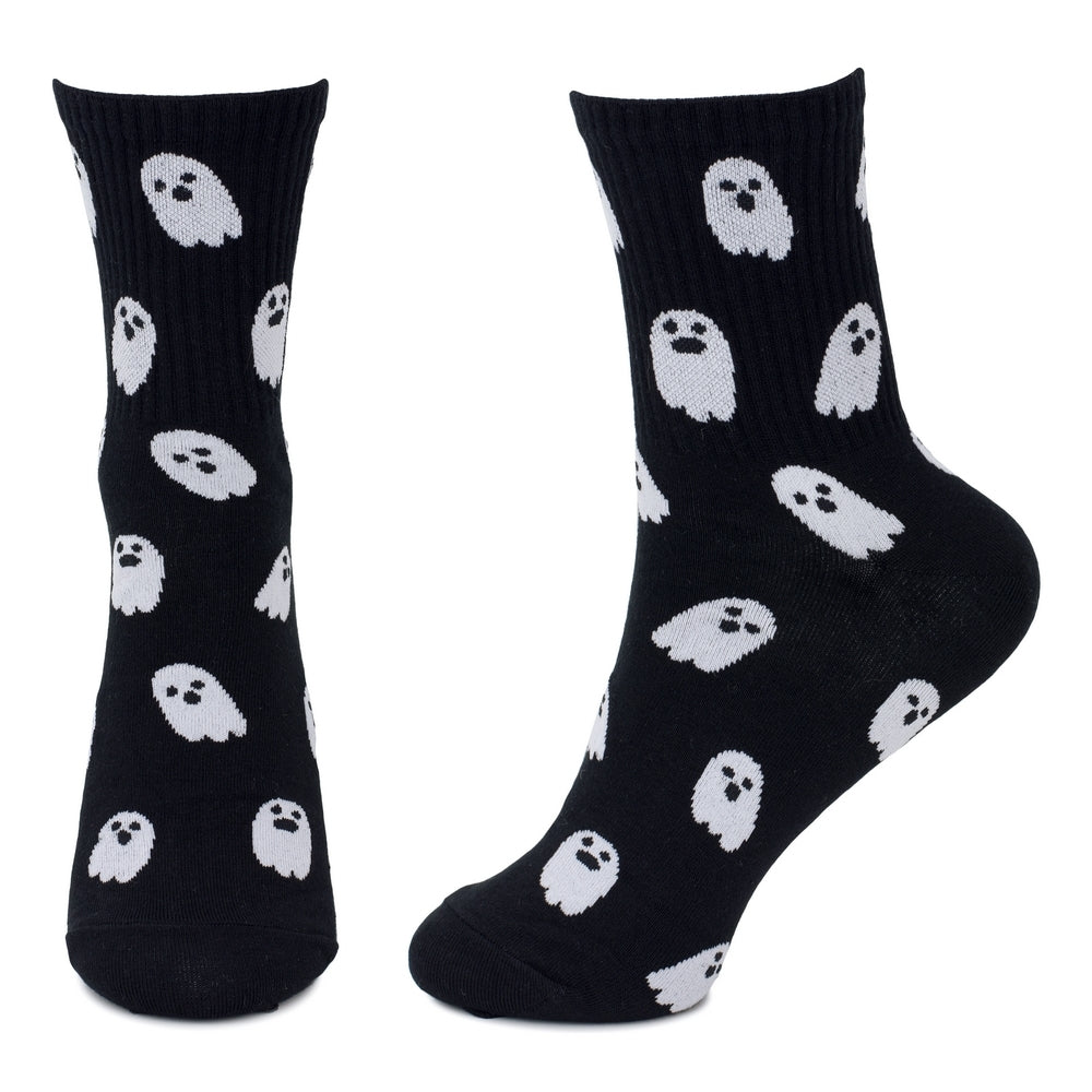 Ladies Ghost Emoji Black Socks– Spooky Halloween Style