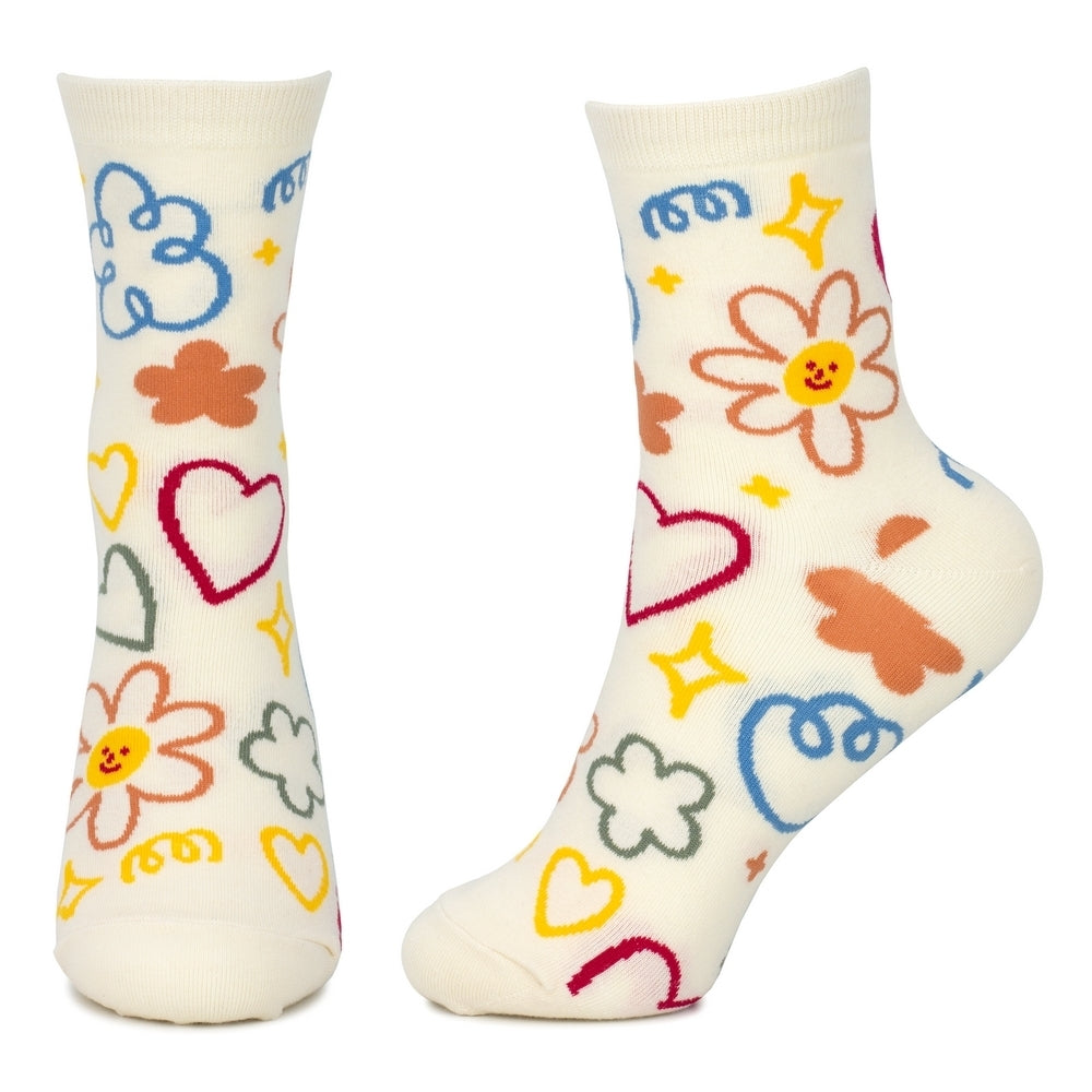 Ladies Lazy Scribbler White Socks