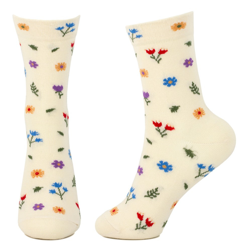 Ladies Vintage Sprig Off-White Socks