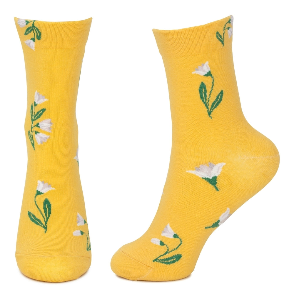 Ladies Sweet Flower Yellow Socks