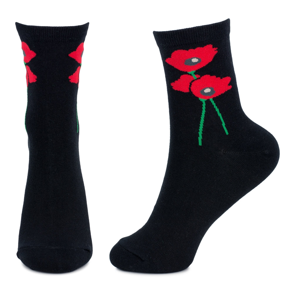 Ladies Poppies Black Socks