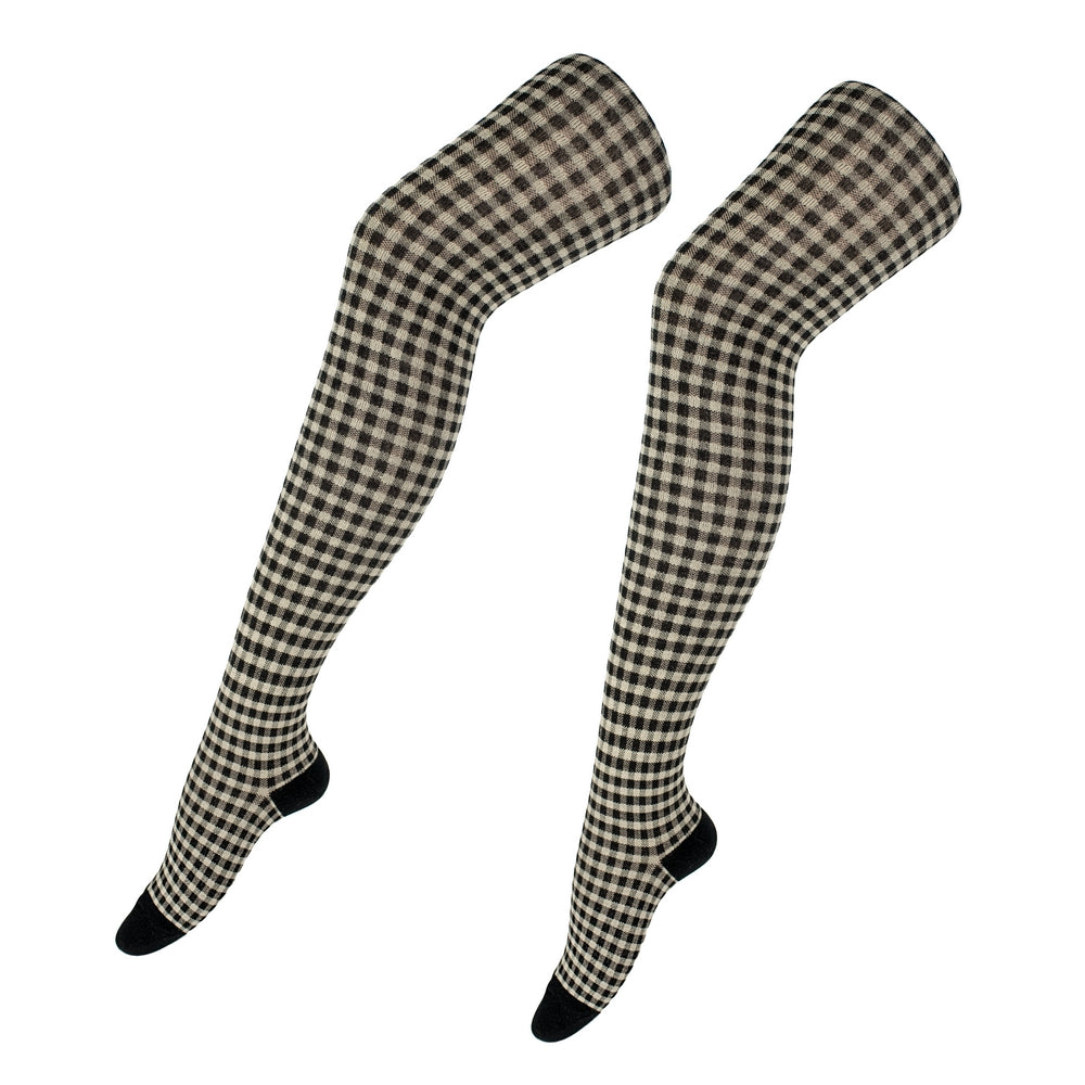 Ladies Check Black & Beige Tights