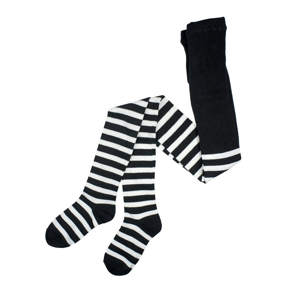 Ladies Striped Black & White Tights