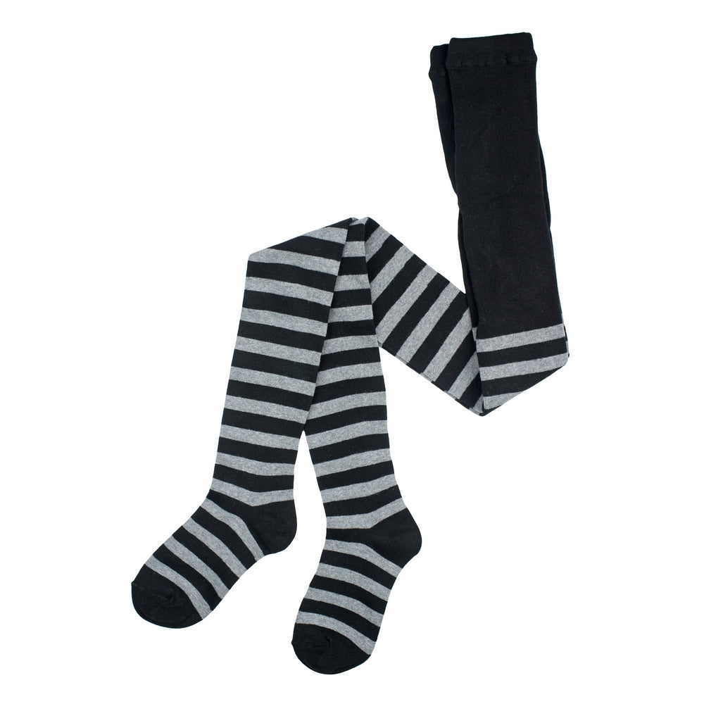 Ladies Striped Black & Grey Tights