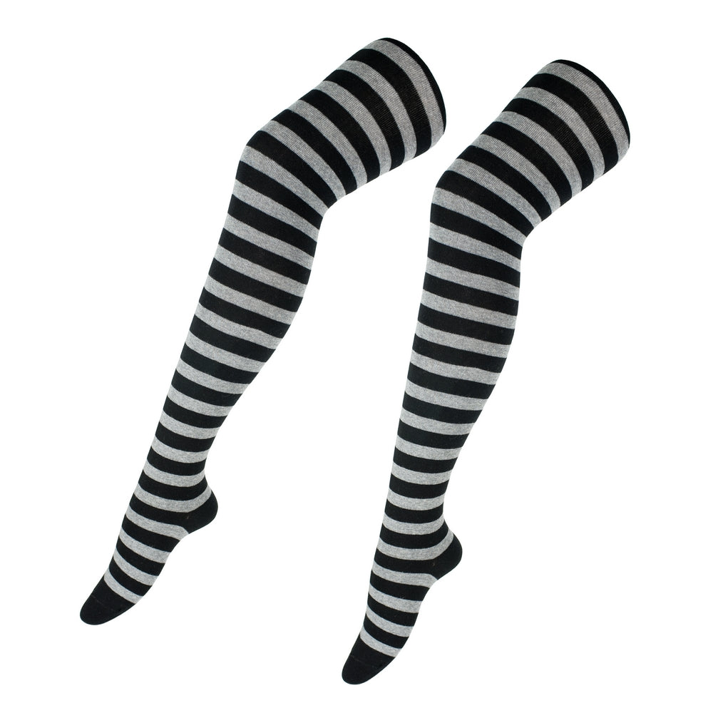 Ladies Striped Black & Grey Tights