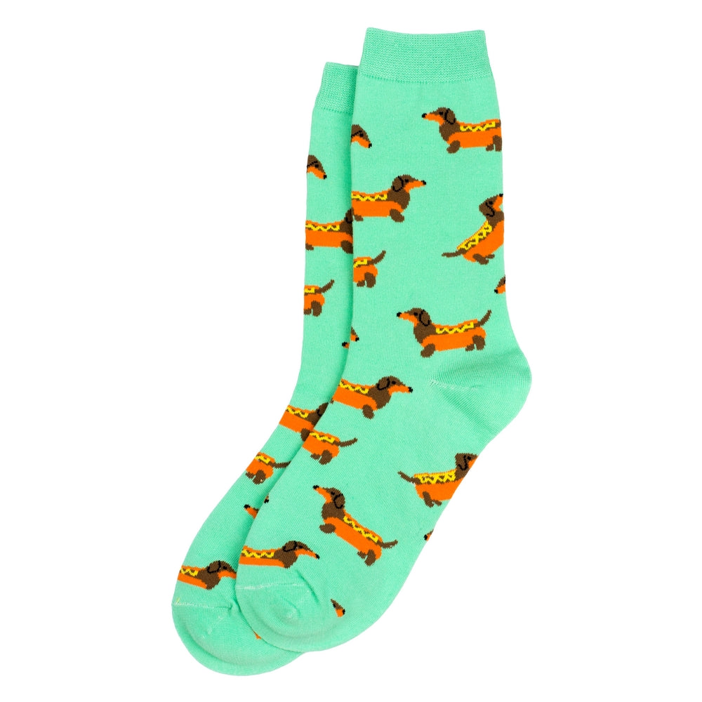 Ladies Dapper Dachshund Green Socks